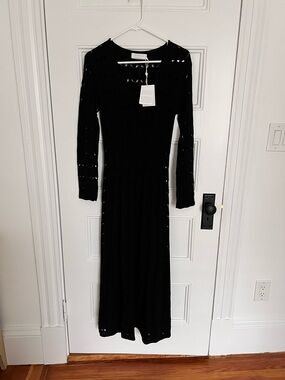 Zimmermann Black Eyelet Knit Maxi Dress